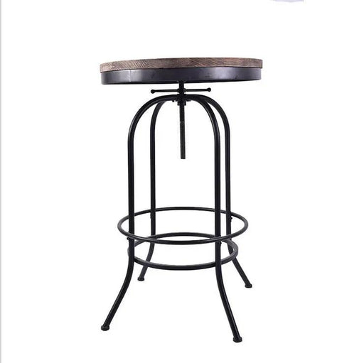 Vintage Industrial Bar Table Round Adjustable Retro Solid Wood Metal Legs by salelink.co.nz