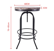 Vintage Industrial Bar Table Round Adjustable Retro Solid Wood Metal Legs by salelink.co.nz