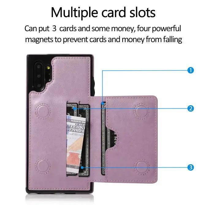 Samsung Note 10 Case Back Flip Wallet PU Leather Cover with Card Slots by salelink.co.nz
