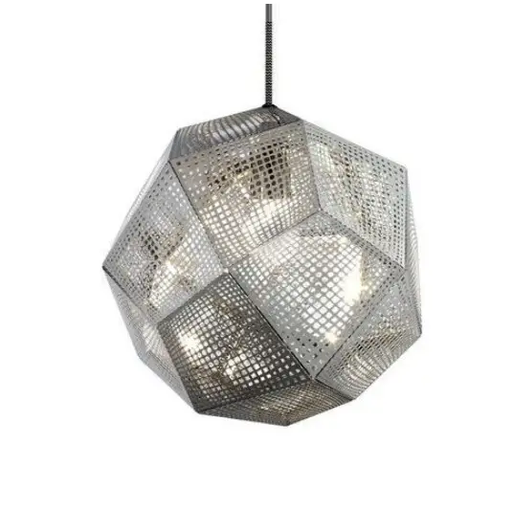Metal Pendant Light Geometric Silver Lamp Shade Hanging by salelink.co.nz