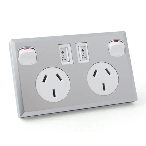 Dual USB 2.1A Power Point Home Wall Power Supply Socket by salelink.co.nz