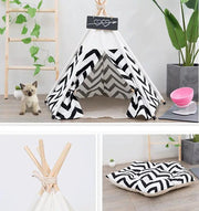 Pet Teepee Cat Tent Set with Cushion and Blackboard 50x50x60cm by salelink.co.nz