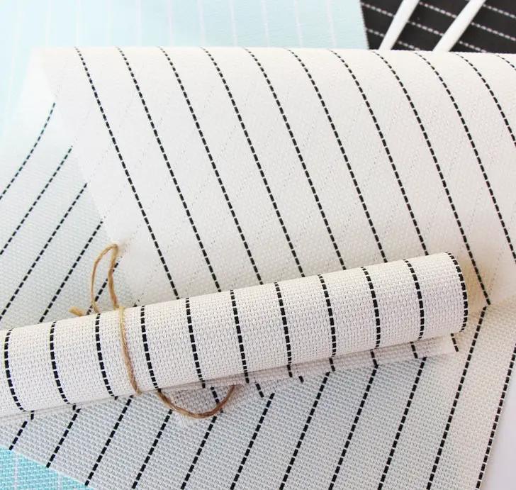 Pack of 4 Stripe Placemats Tableware Pad Dining - White by salelink.co.nz