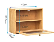 Bamboo Bread Bin w/Clear Window Double Layer Large by salelink.co.nz