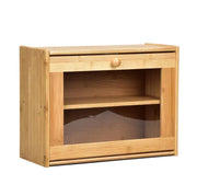 Bamboo Bread Bin w/Clear Window Double Layer Large by salelink.co.nz