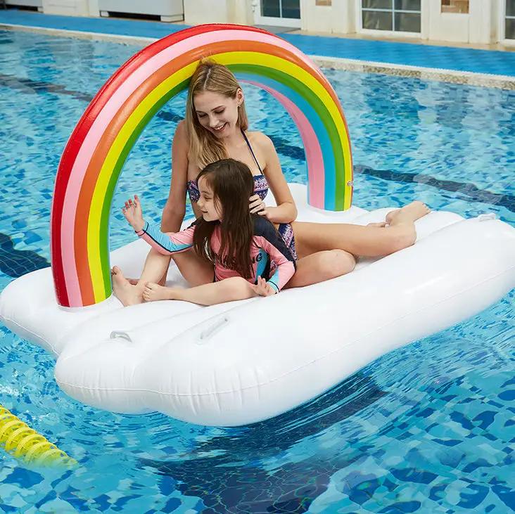 Giant Inflatable Rainbow Cloud Float Raft Swimming Pool Water Party Lounger Toy by salelink.co.nz