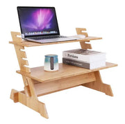 Stand Up Desk Bamboo Adjustable Workstation for PC Laptop by salelink.co.nz