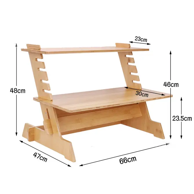 Stand Up Desk Bamboo Adjustable Workstation for PC Laptop by salelink.co.nz