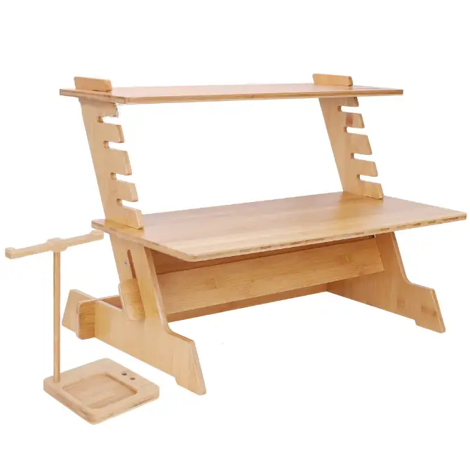 Stand Up Desk Bamboo Adjustable Workstation for PC Laptop by salelink.co.nz