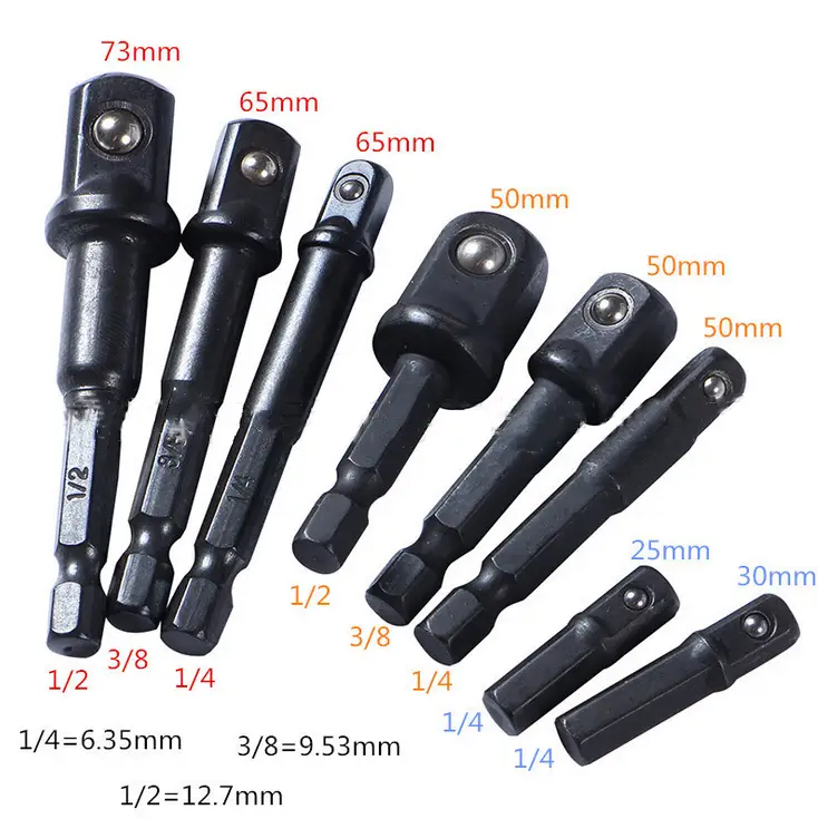 12Pc Drill Socket Adapter Set Impact Nut Driver Hex Extension Bit 1/4" 3/8" 1/2" by salelink.co.nz