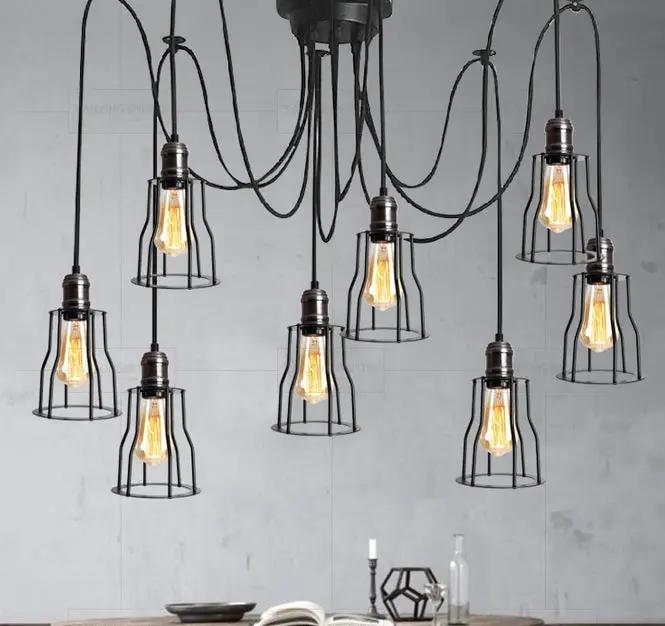 8 Heads Cage Hanging Lamp Pendant Light by salelink.co.nz
