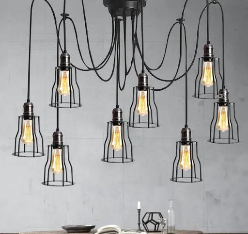 8 Heads Cage Hanging Lamp Pendant Light by salelink.co.nz