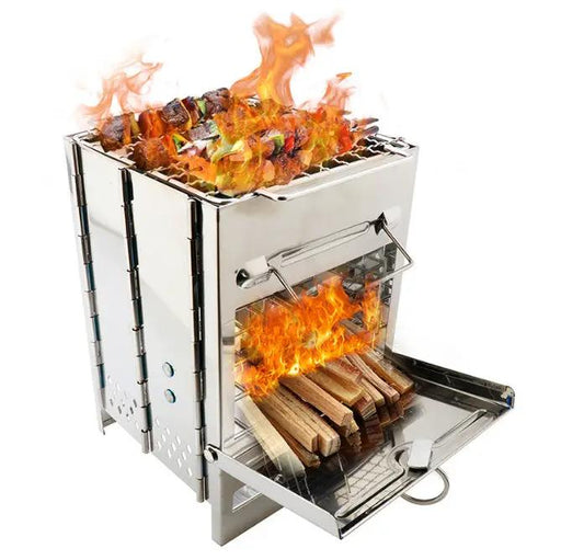 20x20x27cm Camping Stove Wood BBQ Gril Portable Outdoor by salelink.co.nz