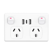 USB Type C Wall Socket Power Point - White