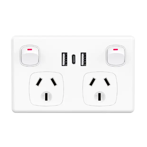 USB Type C Wall Socket Power Point - White by salelink.co.nz