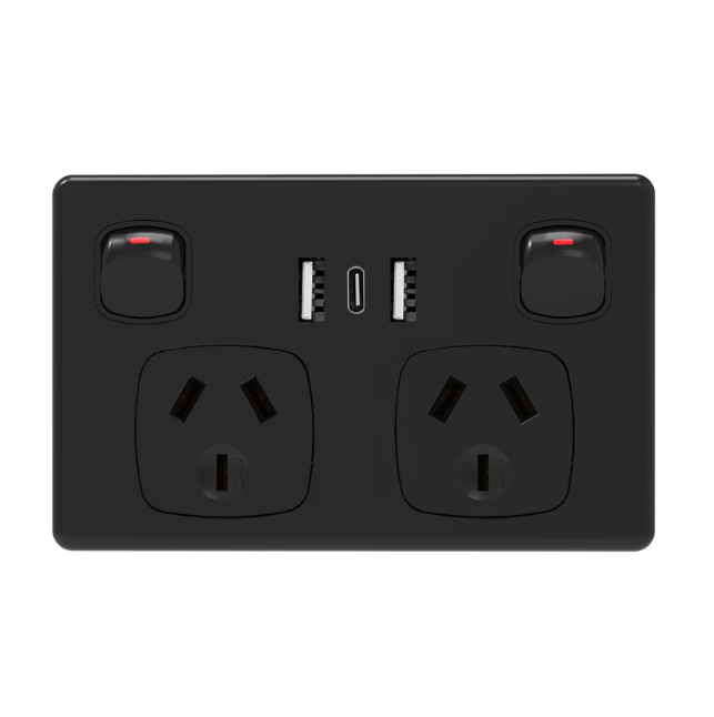 salelink.co.nz Unbranded USB Type C Wall Socket Power Point - Black USB Type C Wall Socket Power Point - Black | Action Outdoors NZ