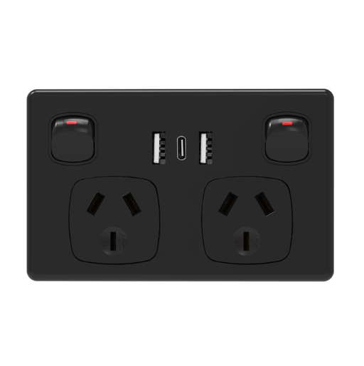 salelink.co.nz Unbranded USB Type C Wall Socket Power Point - Black USB Type C Wall Socket Power Point - Black | Action Outdoors NZ