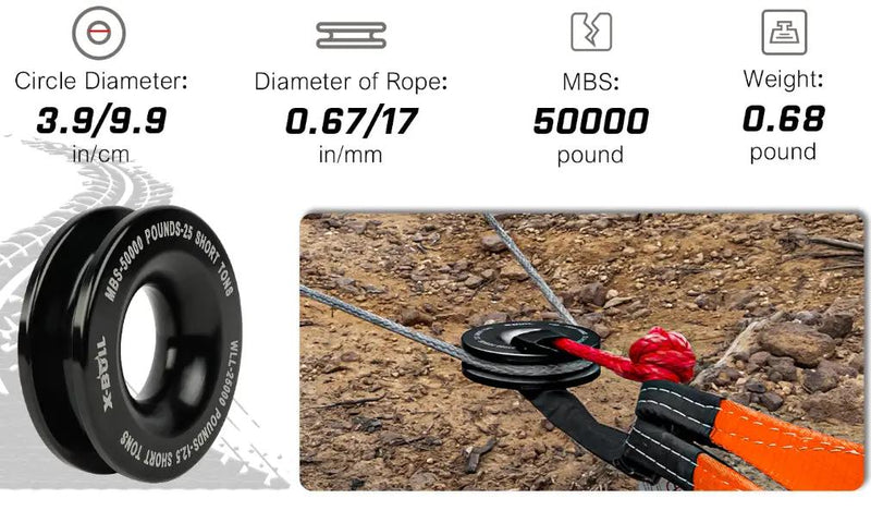 X-BULL Soft Shackle Synthetic Rope Recovery Snatch Ring Block Pulley 35000LBS by salelink.co.nz