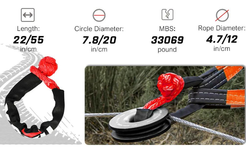 X-BULL Soft Shackle Synthetic Rope Recovery Snatch Ring Block Pulley 35000LBS by salelink.co.nz