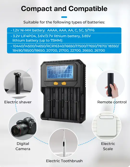 Smart Battery Charger 4 Slots by salelink.co.nz