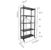 Folding Shelving Rack Black 5-Tier by salelink.co.nz
