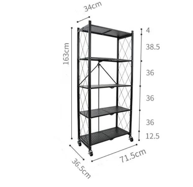Folding Shelving Rack Black 5-Tier by salelink.co.nz