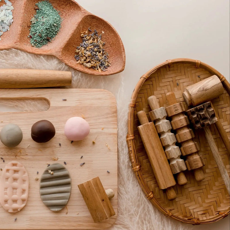 Wooden Playdough Kit - QToys | Wooden Toy NZ by Curious Moonbeam