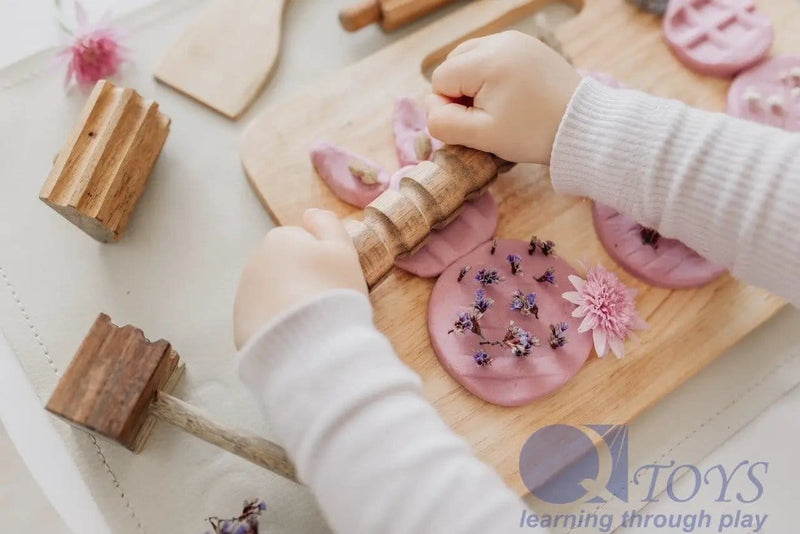 Wooden Playdough Kit - QToys | Wooden Toy NZ by Curious Moonbeam
