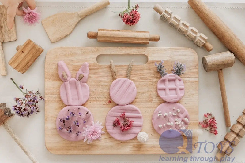 Wooden Playdough Kit - QToys | Wooden Toy NZ by Curious Moonbeam