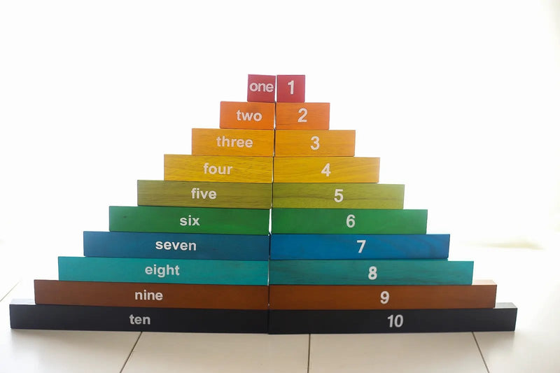 Wooden Montessori Counting Rods - QToys | Numeracy Toy NZ by Curious Moonbeam