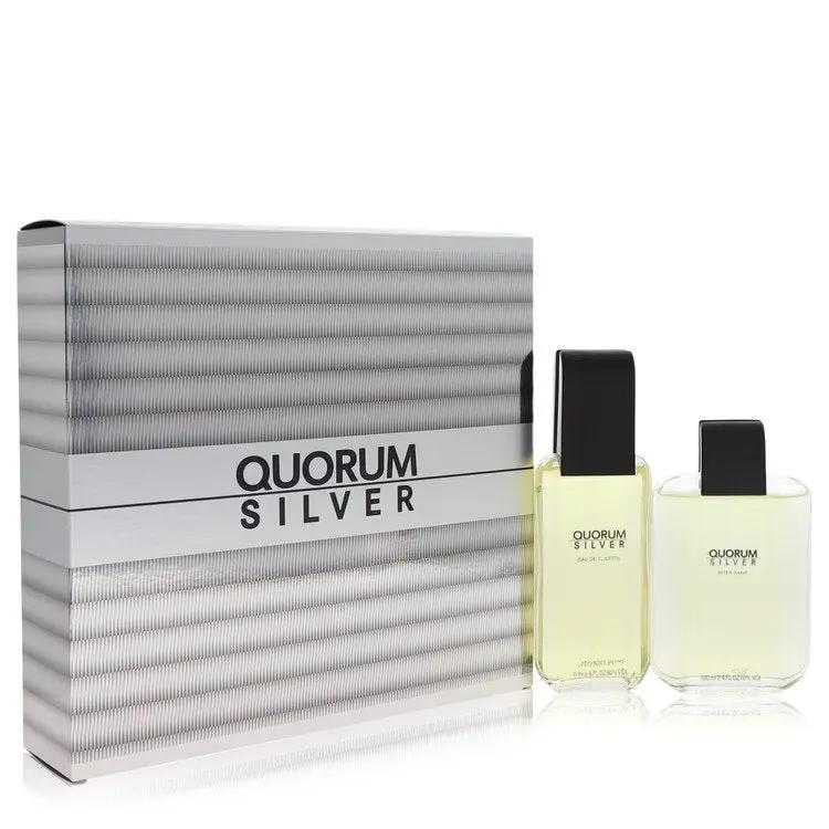 Quorum Silver Gift Set - 3.4 oz Eau De Toilette Spray + 3.4 oz After Shave by Puig -- by Brands HD