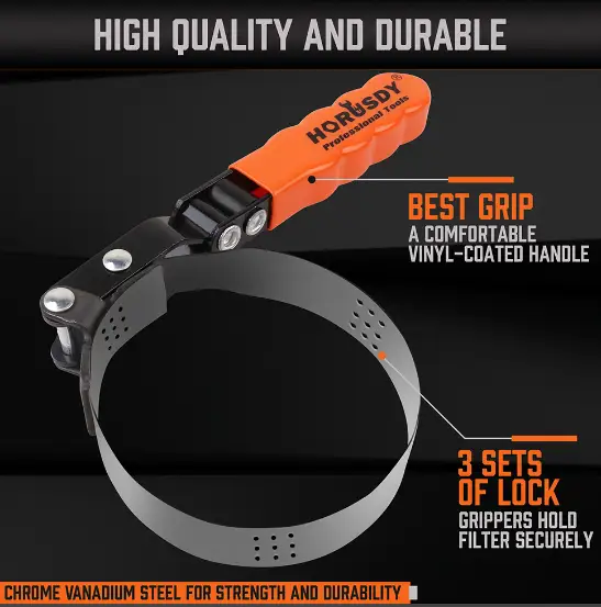 5Pc Oil Filter Wrench Set Swivel Grip Steel Belt Spanner Universal Filter Remove by salelink.co.nz