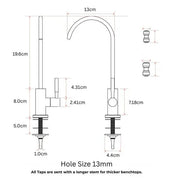 Hydrate Filters 304 Stainless Steel Filter Tap - 1/4" Under-Sink, Silver and Black NZ by Filtration Station NZ