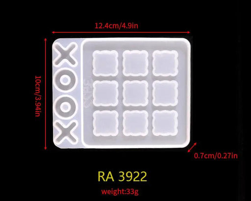 Tic Tac Toe Mold X O Board Game Silicone Resin Mould Kit Modern Farmhouse Porch Game Table for Kids Friends Adults by Resin Art NZ