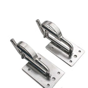 MaXtek Dinghy Davits System components featuring durable stainless steel davit hooks.