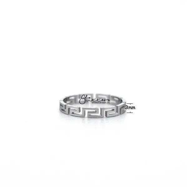 Stainless Steel Greek Key Women's Ring by Glitters