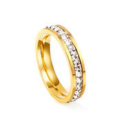 Stainless Steel Square CZ Paved Band Ring - Gold by Glitters