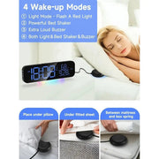 RGB Display Vibrating Travel Alarm Clock by Deafquip