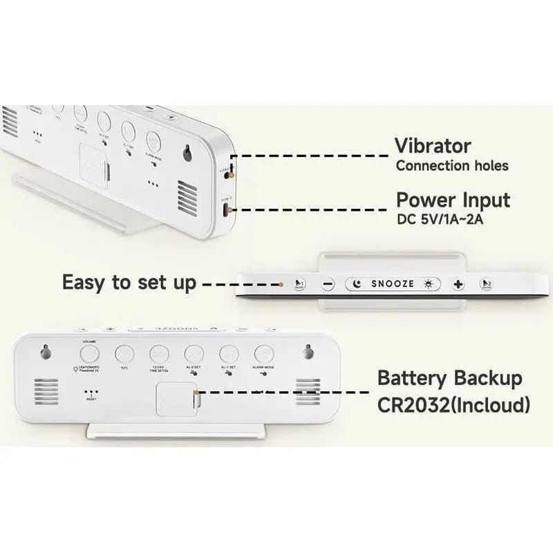 RGB Display Vibrating Travel Alarm Clock by Deafquip