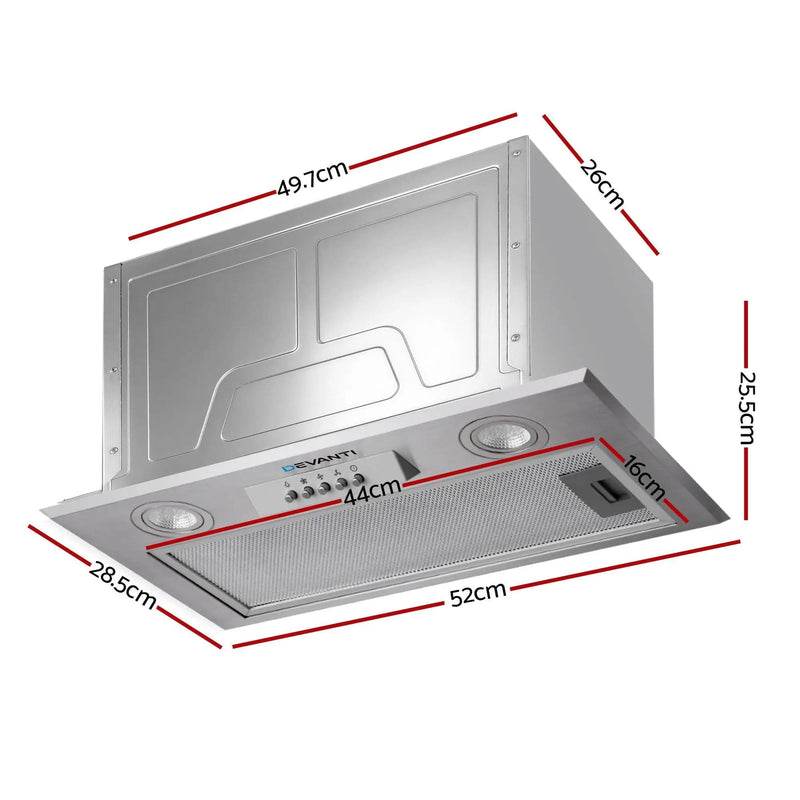 SportZone.co.nz Appliances > Kitchen Appliances > Cooking Ranges Devanti 520mm Range Hood 52cm Rangehood Stainless Steel Devanti 520mm Range Hood 52cm Rangehood Stainless Steel