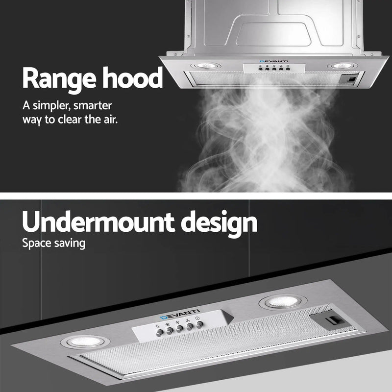 SportZone.co.nz Appliances > Kitchen Appliances > Cooking Ranges Devanti 520mm Range Hood 52cm Rangehood Stainless Steel Devanti 520mm Range Hood 52cm Rangehood Stainless Steel