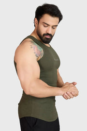 Ribbed Tank Olive by Fuaark Nz