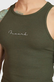 Ribbed Tank Olive by Fuaark Nz