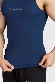 Ribbed Tank Navy by Fuaark Nz