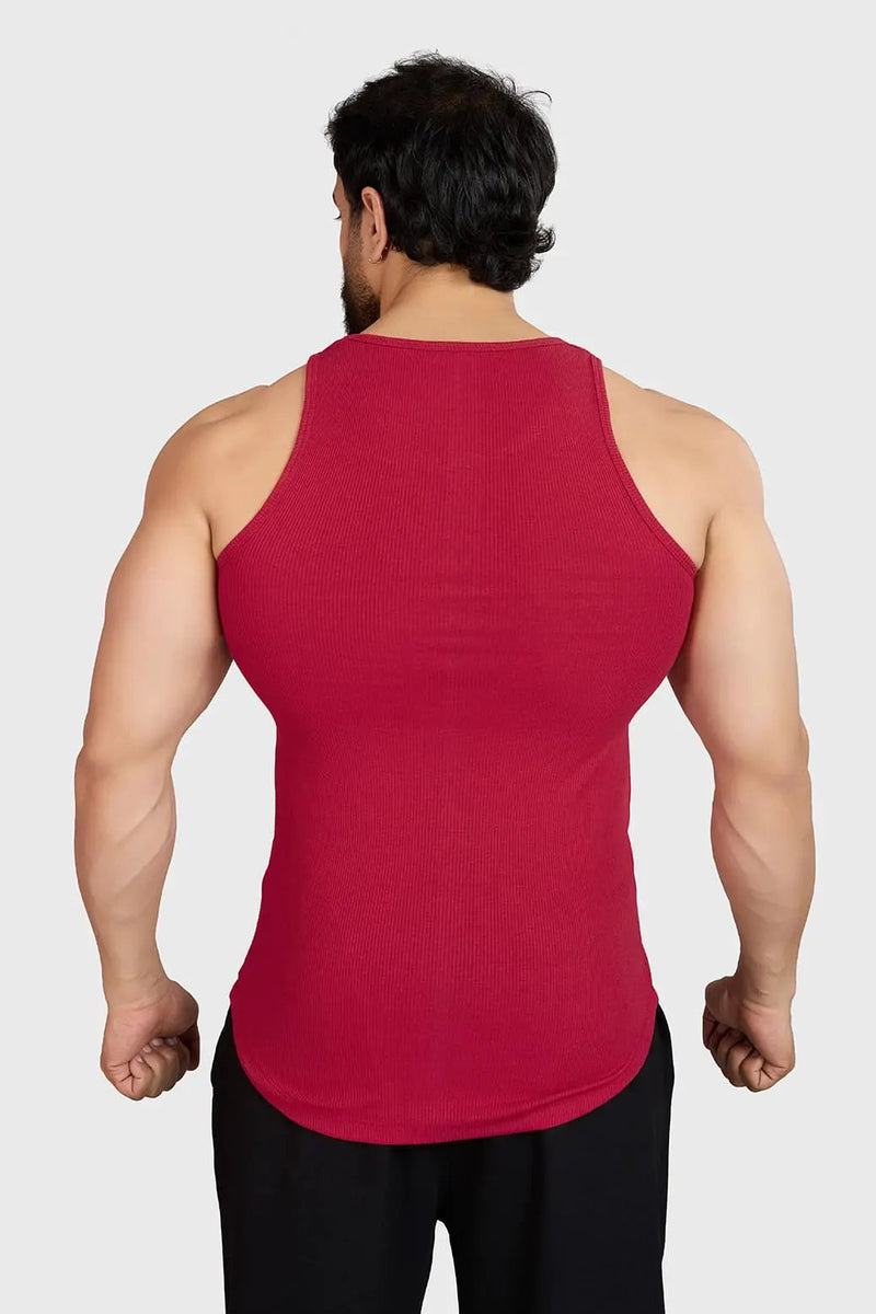 Ribbed Tank Red by Fuaark Nz