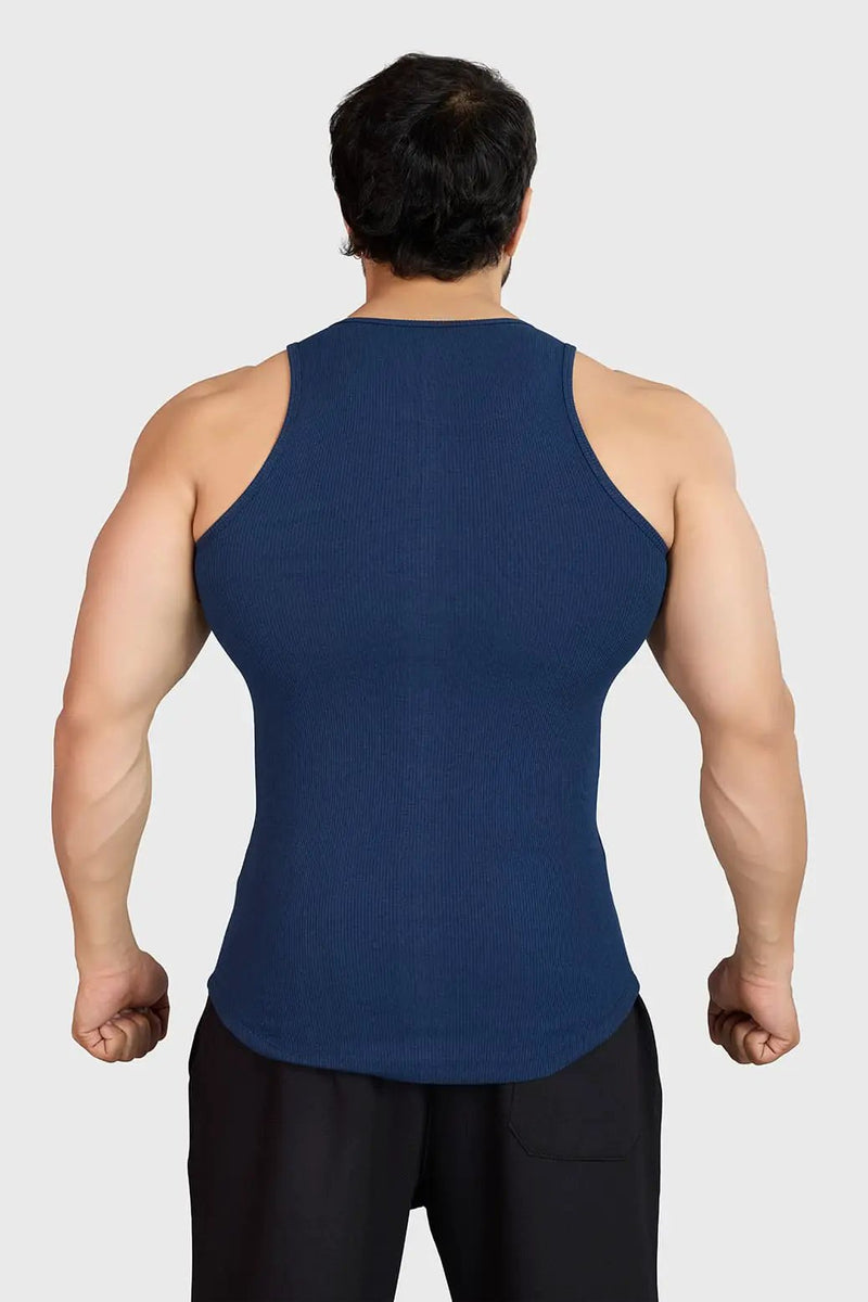 Ribbed Tank Navy by Fuaark Nz