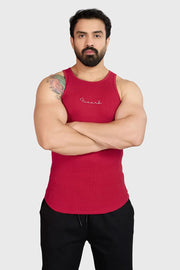 Ribbed Tank Red by Fuaark Nz