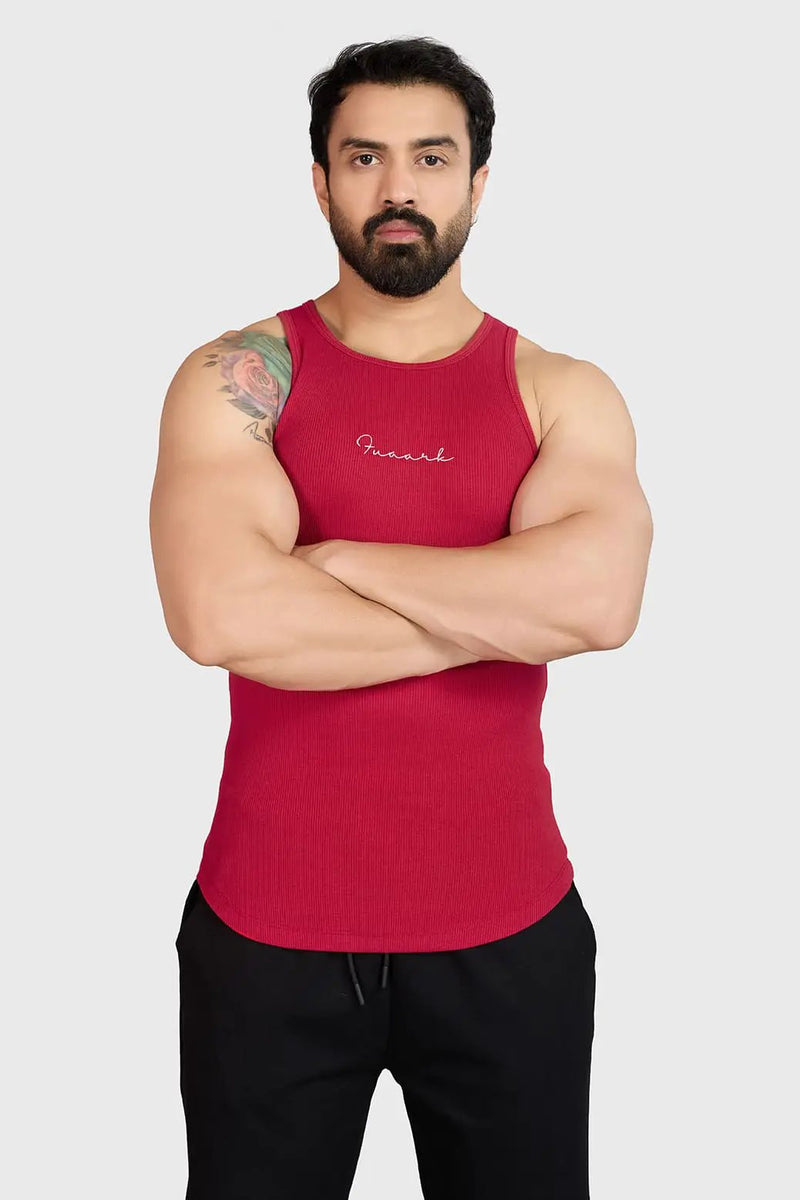 Ribbed Tank Red by Fuaark Nz