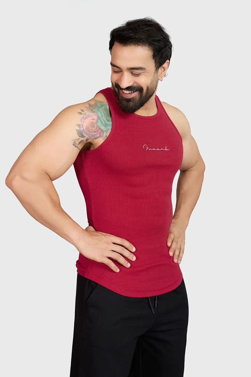 Ribbed Tank Red by Fuaark Nz