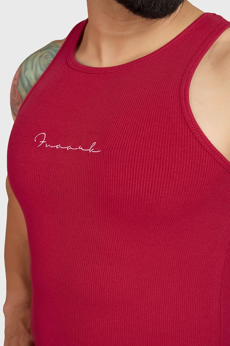 Ribbed Tank Red by Fuaark Nz
